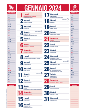 Calendario Olandese Blu/Rosso